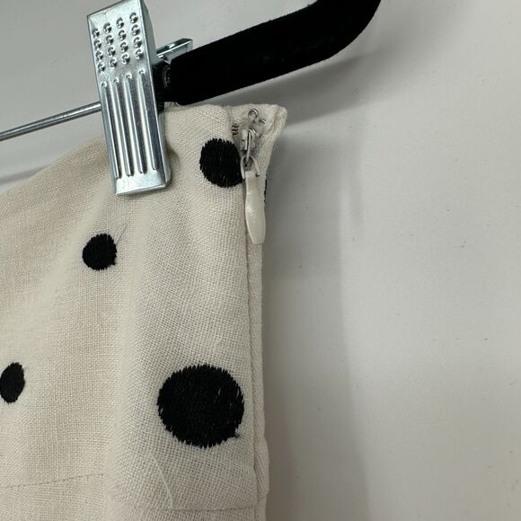 Vintage Carole Little Womens Linen Midi Skirt Size 10 Polka Dot Embroidered - Picture 5 of 9